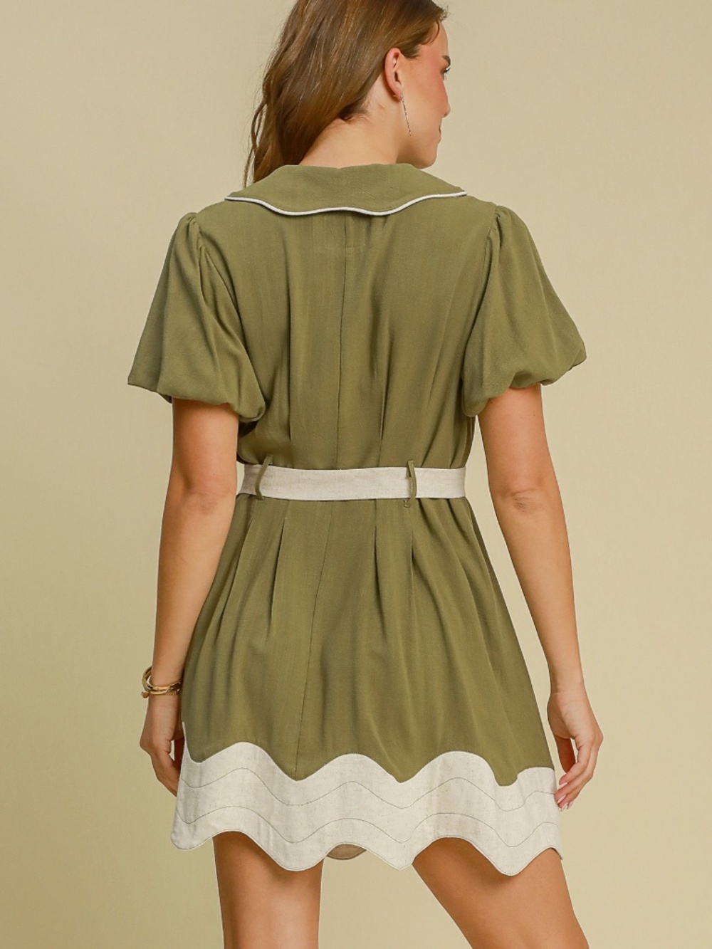 Umgee Colorblocked Scalloped Hem Mini Dress NWT - Picture 4 of 9